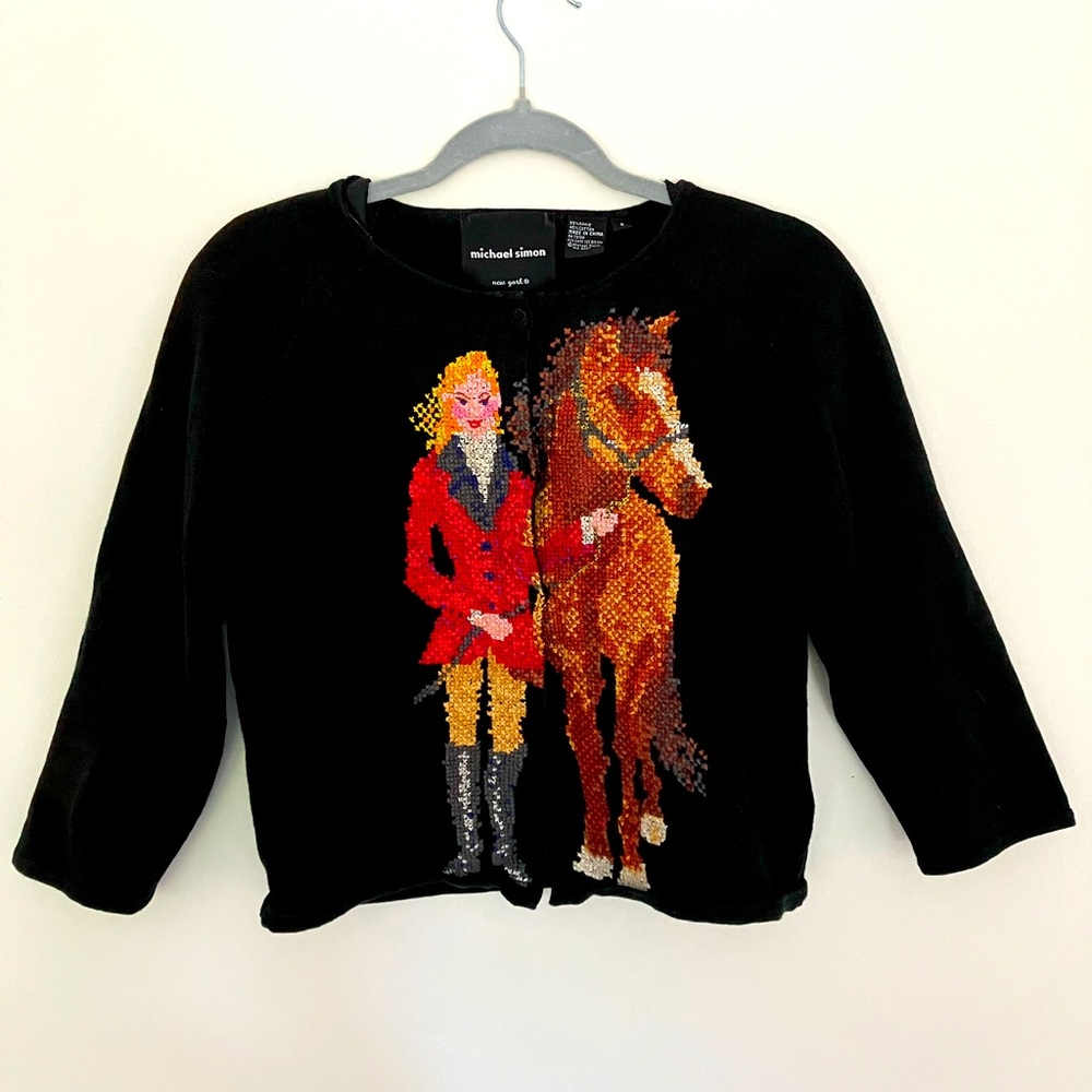 RARE Michael Simon Embroidered Horse Sweater- Small